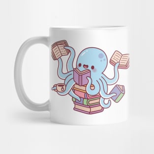 Cute Octopus Busy Reading Books Mug